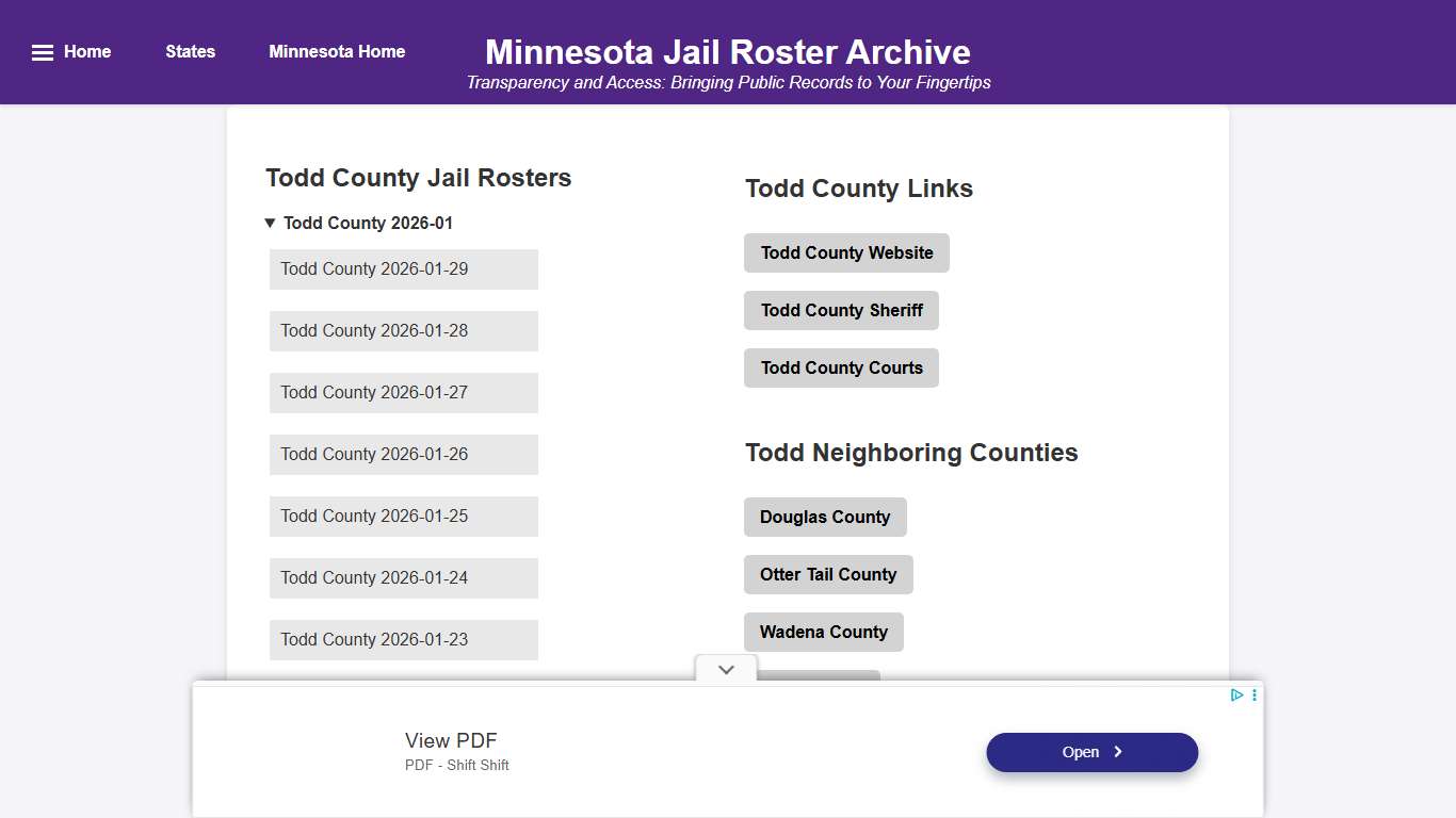 Todd County - Minnesota Jail Rosters